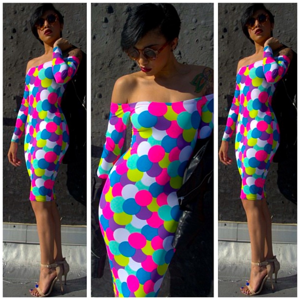 Rue 107 multicolor polkadot dress